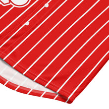 Load image into Gallery viewer, Close-up front bottom view of white Pin Stripes on white kappa alpha psi Fraternity Jersey