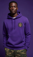 Load image into Gallery viewer, Omega Psi Phi Embroidered Shield Hoodie | House of Greeks Omega Psi Phi