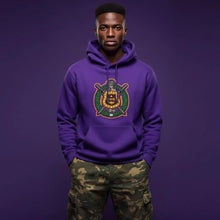 Load image into Gallery viewer, Omega Psi Phi Chenille Shield Hoodie | House of Greeks Omega Psi Phi