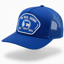 Load image into Gallery viewer, Blue cap with Phi Beta Sigma logo on a white background