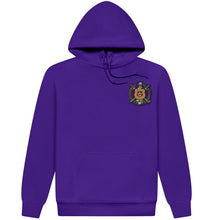 Load image into Gallery viewer, Omega Psi Phi Embroidered Shield Hoodie | House of Greeks Omega Psi Phi