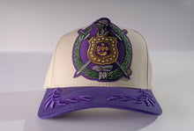 Load image into Gallery viewer, Omega Psi Phi Oversize Patch Snapback Hat – Bay Leaf Brim