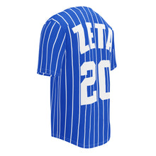 Load image into Gallery viewer, back view right side of White Pin Stripes on Blue zeta phi beta sorority Jersey
