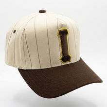 Load image into Gallery viewer, Two-tone cap with white top and brown bill on a white background
