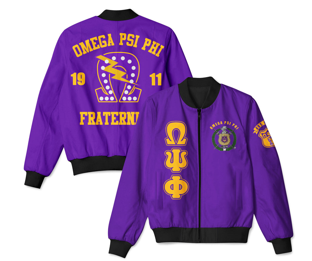 Omega Psi Phi Fraternity Bomber Jacket